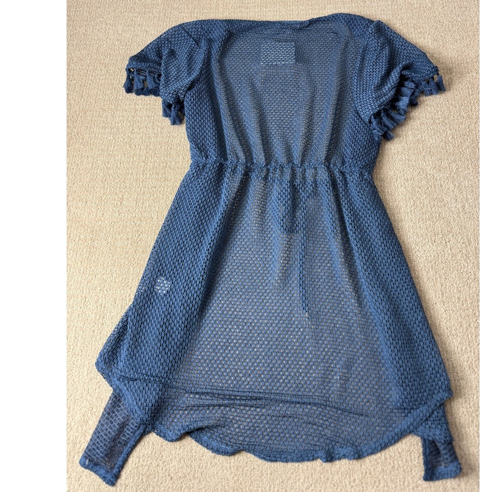 Jordan Taylor Indigo Cover-Up‎ Tassel Sleeve Open Front Cardigan Large